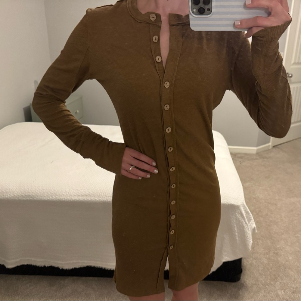 Free People Long Sleeve Brown Dress - Picture 4 of 4